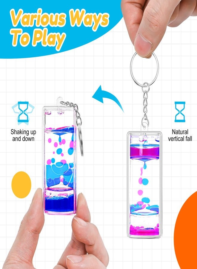 FKYTION Liquid Motion Bubbler Key Chain Pack of 12 Great Desktop Colorful Hourglass Liquid Bubbler Small Calming Relaxing Toys (Rainbow series, Pack of 12) - Image 3